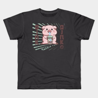 Pig with bubble tea Kids T-Shirt